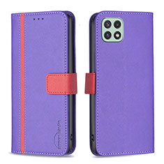 Handytasche Stand Schutzhülle Flip Leder Hülle B13F für Samsung Galaxy A22 5G Violett