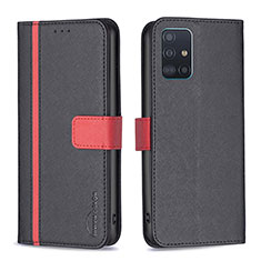 Handytasche Stand Schutzhülle Flip Leder Hülle B13F für Samsung Galaxy A51 5G Schwarz