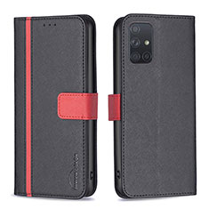 Handytasche Stand Schutzhülle Flip Leder Hülle B13F für Samsung Galaxy A71 5G Schwarz