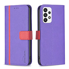 Handytasche Stand Schutzhülle Flip Leder Hülle B13F für Samsung Galaxy A73 5G Violett