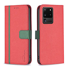 Handytasche Stand Schutzhülle Flip Leder Hülle B13F für Samsung Galaxy S20 Ultra 5G Rot