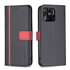 Handytasche Stand Schutzhülle Flip Leder Hülle B13F für Xiaomi Redmi 10 Power Schwarz