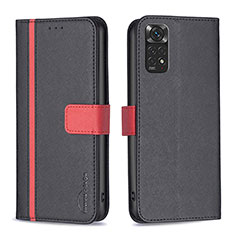 Handytasche Stand Schutzhülle Flip Leder Hülle B13F für Xiaomi Redmi Note 11 4G (2022) Schwarz