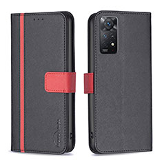 Handytasche Stand Schutzhülle Flip Leder Hülle B13F für Xiaomi Redmi Note 11 Pro 4G Schwarz