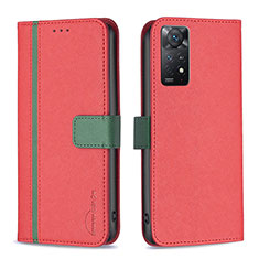 Handytasche Stand Schutzhülle Flip Leder Hülle B13F für Xiaomi Redmi Note 11 Pro 5G Rot
