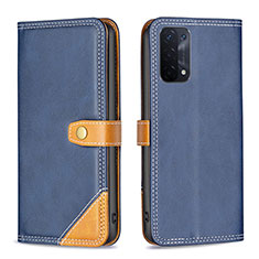 Handytasche Stand Schutzhülle Flip Leder Hülle B14F für Oppo A74 5G Blau