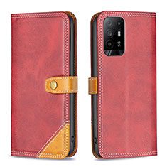 Handytasche Stand Schutzhülle Flip Leder Hülle B14F für Oppo A95 5G Rot