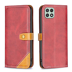 Handytasche Stand Schutzhülle Flip Leder Hülle B14F für Samsung Galaxy A22s 5G Rot