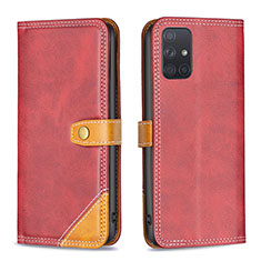 Handytasche Stand Schutzhülle Flip Leder Hülle B14F für Samsung Galaxy A71 4G A715 Rot