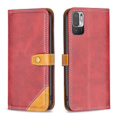 Handytasche Stand Schutzhülle Flip Leder Hülle B14F für Xiaomi Redmi Note 10 5G Rot