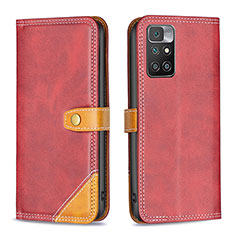 Handytasche Stand Schutzhülle Flip Leder Hülle B14F für Xiaomi Redmi Note 11 4G (2021) Rot