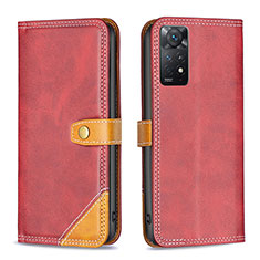 Handytasche Stand Schutzhülle Flip Leder Hülle B14F für Xiaomi Redmi Note 11 Pro 5G Rot