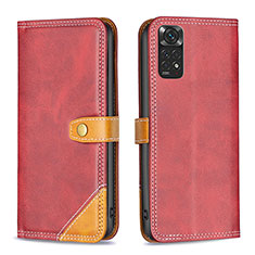 Handytasche Stand Schutzhülle Flip Leder Hülle B14F für Xiaomi Redmi Note 11S 4G Rot