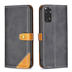 Handytasche Stand Schutzhülle Flip Leder Hülle B14F für Xiaomi Redmi Note 11S 4G Schwarz