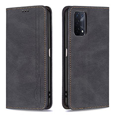 Handytasche Stand Schutzhülle Flip Leder Hülle B15F für Oppo A54 5G Schwarz