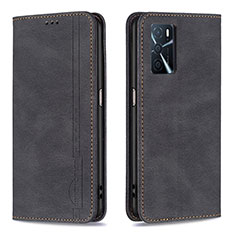 Handytasche Stand Schutzhülle Flip Leder Hülle B15F für Oppo A54s Schwarz