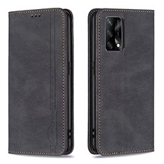 Handytasche Stand Schutzhülle Flip Leder Hülle B15F für Oppo A74 4G Schwarz