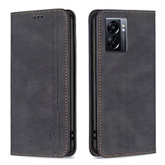 Handytasche Stand Schutzhülle Flip Leder Hülle B15F für Oppo A77 5G Schwarz