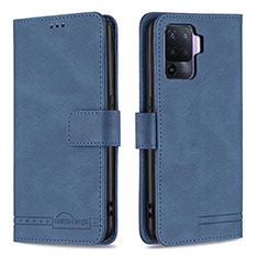 Handytasche Stand Schutzhülle Flip Leder Hülle B15F für Oppo Reno5 F Blau