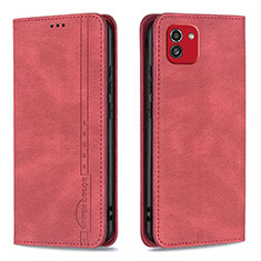 Handytasche Stand Schutzhülle Flip Leder Hülle B15F für Samsung Galaxy A03 Rot