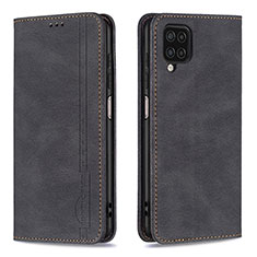 Handytasche Stand Schutzhülle Flip Leder Hülle B15F für Samsung Galaxy A12 Schwarz