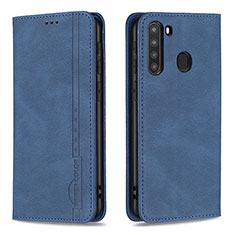 Handytasche Stand Schutzhülle Flip Leder Hülle B15F für Samsung Galaxy A21 Blau