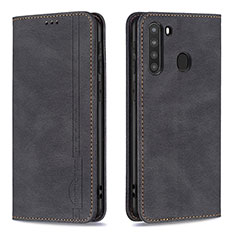 Handytasche Stand Schutzhülle Flip Leder Hülle B15F für Samsung Galaxy A21 Schwarz