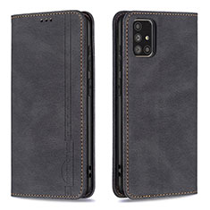 Handytasche Stand Schutzhülle Flip Leder Hülle B15F für Samsung Galaxy A71 4G A715 Schwarz