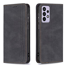 Handytasche Stand Schutzhülle Flip Leder Hülle B15F für Samsung Galaxy A73 5G Schwarz