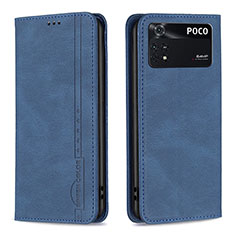 Handytasche Stand Schutzhülle Flip Leder Hülle B15F für Xiaomi Poco M4 Pro 4G Blau