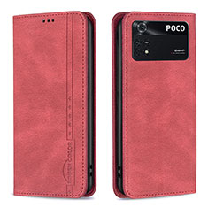 Handytasche Stand Schutzhülle Flip Leder Hülle B15F für Xiaomi Poco M4 Pro 4G Rot