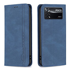 Handytasche Stand Schutzhülle Flip Leder Hülle B15F für Xiaomi Poco X4 Pro 5G Blau