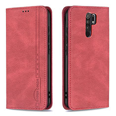 Handytasche Stand Schutzhülle Flip Leder Hülle B15F für Xiaomi Redmi 9 Prime India Rot