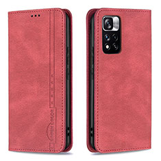 Handytasche Stand Schutzhülle Flip Leder Hülle B15F für Xiaomi Redmi Note 11 Pro+ Plus 5G Rot