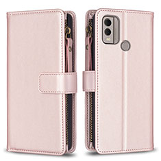 Handytasche Stand Schutzhülle Flip Leder Hülle B16F für Nokia C22 Rosegold