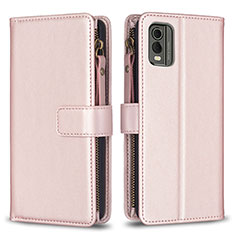 Handytasche Stand Schutzhülle Flip Leder Hülle B16F für Nokia C32 Rosegold