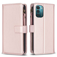 Handytasche Stand Schutzhülle Flip Leder Hülle B16F für Nokia G21 Rosegold