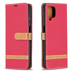 Handytasche Stand Schutzhülle Flip Leder Hülle B16F für Samsung Galaxy A12 Nacho Rot