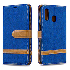 Handytasche Stand Schutzhülle Flip Leder Hülle B16F für Samsung Galaxy A40 Blau
