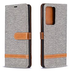 Handytasche Stand Schutzhülle Flip Leder Hülle B16F für Samsung Galaxy Note 20 Ultra 5G Grau
