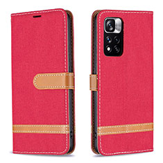Handytasche Stand Schutzhülle Flip Leder Hülle B16F für Xiaomi Poco X4 NFC Rot