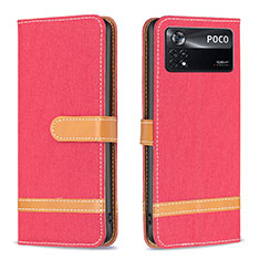 Handytasche Stand Schutzhülle Flip Leder Hülle B16F für Xiaomi Poco X4 Pro 5G Rot
