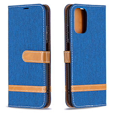 Handytasche Stand Schutzhülle Flip Leder Hülle B16F für Xiaomi Redmi Note 10 4G Blau