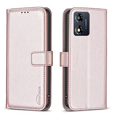 Handytasche Stand Schutzhülle Flip Leder Hülle B17F für Motorola Moto E13 Rosegold