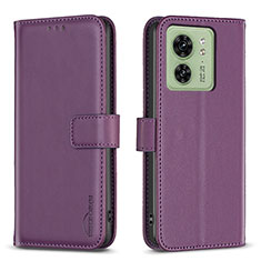 Handytasche Stand Schutzhülle Flip Leder Hülle B17F für Motorola Moto Edge 40 5G Violett