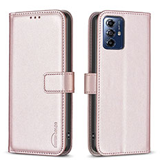 Handytasche Stand Schutzhülle Flip Leder Hülle B17F für Motorola Moto G Play (2023) Rosegold