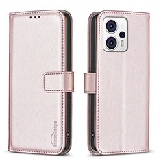 Handytasche Stand Schutzhülle Flip Leder Hülle B17F für Motorola Moto G23 Rosegold