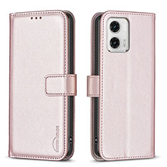 Handytasche Stand Schutzhülle Flip Leder Hülle B17F für Motorola Moto G73 5G Rosegold