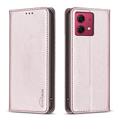 Handytasche Stand Schutzhülle Flip Leder Hülle B17F für Motorola Moto G84 5G Rosegold