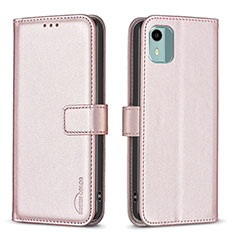 Handytasche Stand Schutzhülle Flip Leder Hülle B17F für Nokia C12 Plus Rosegold